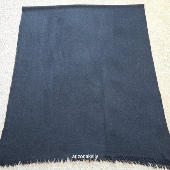 Large Wool Woven Wrap Scarf Black - Picture 7 of 9